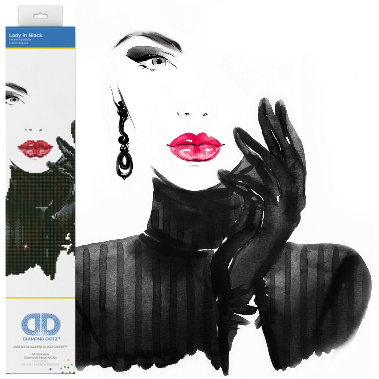 Diamond Dotz Lady in Black Diamond Painting Kits for Adults - Diamond Art Kits a Relaxing Creative Craft Kit with Dotz Gems 20.5x16.5